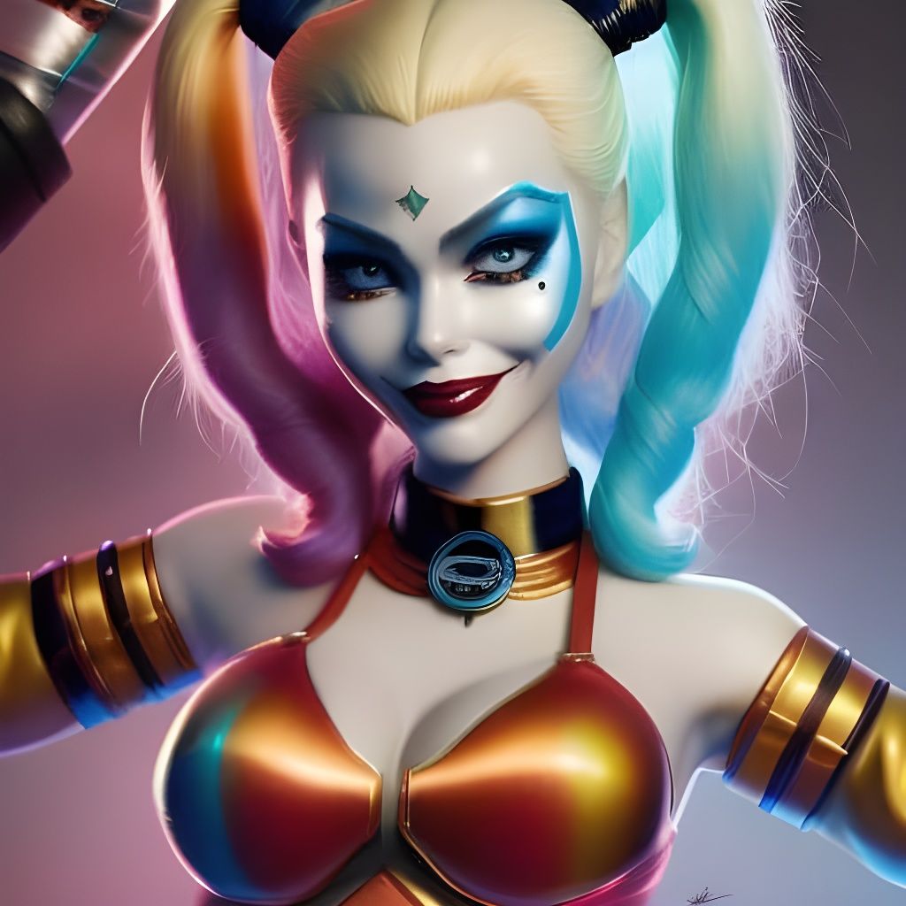 Harley Quinn Digital Illustration in Comic Style