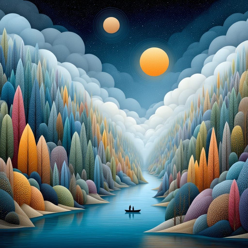 Fantasy Landscape in Water-Ink Style