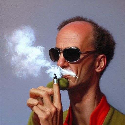 Rich Man Vaping, Oil Painting Style
