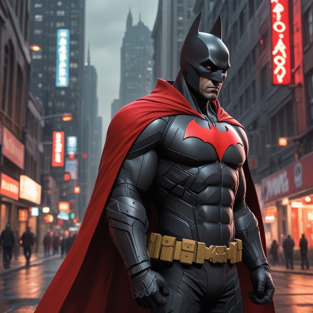 Batman in Gotham City Comic Book Panel