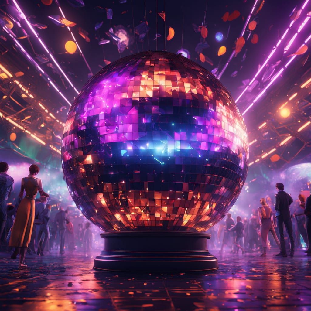 Surreal Disco Scene in Vibrant Oil Painting Style