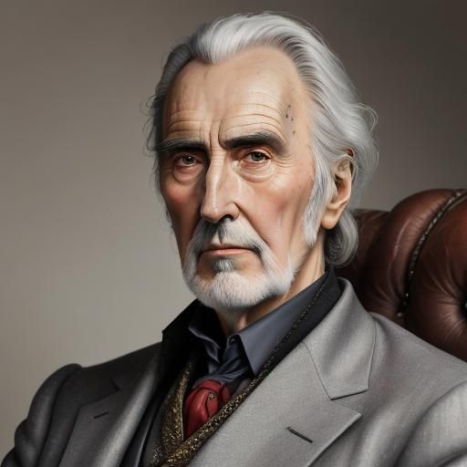 Hyperrealistic Watercolor Portrait of Christopher Lee