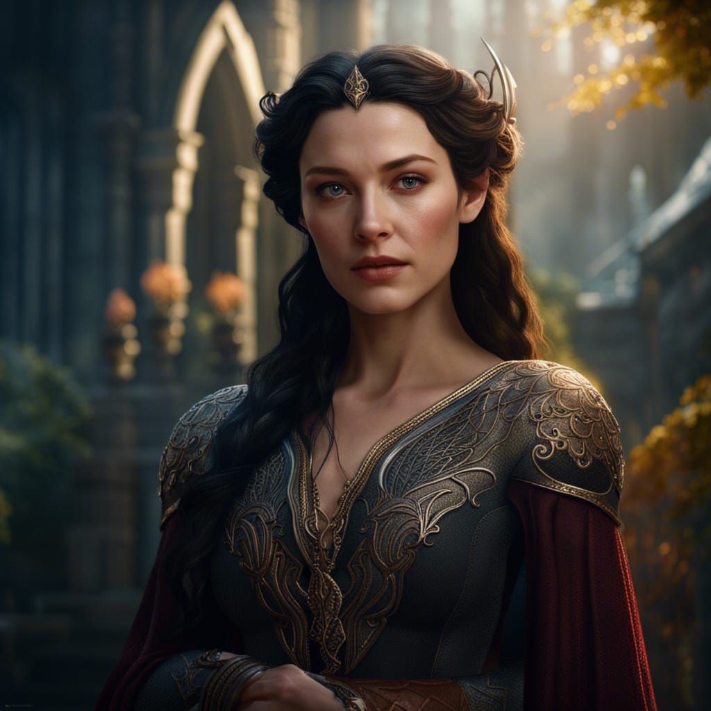 Beautiful Portrait of Arwen in Detailed Matte Painting