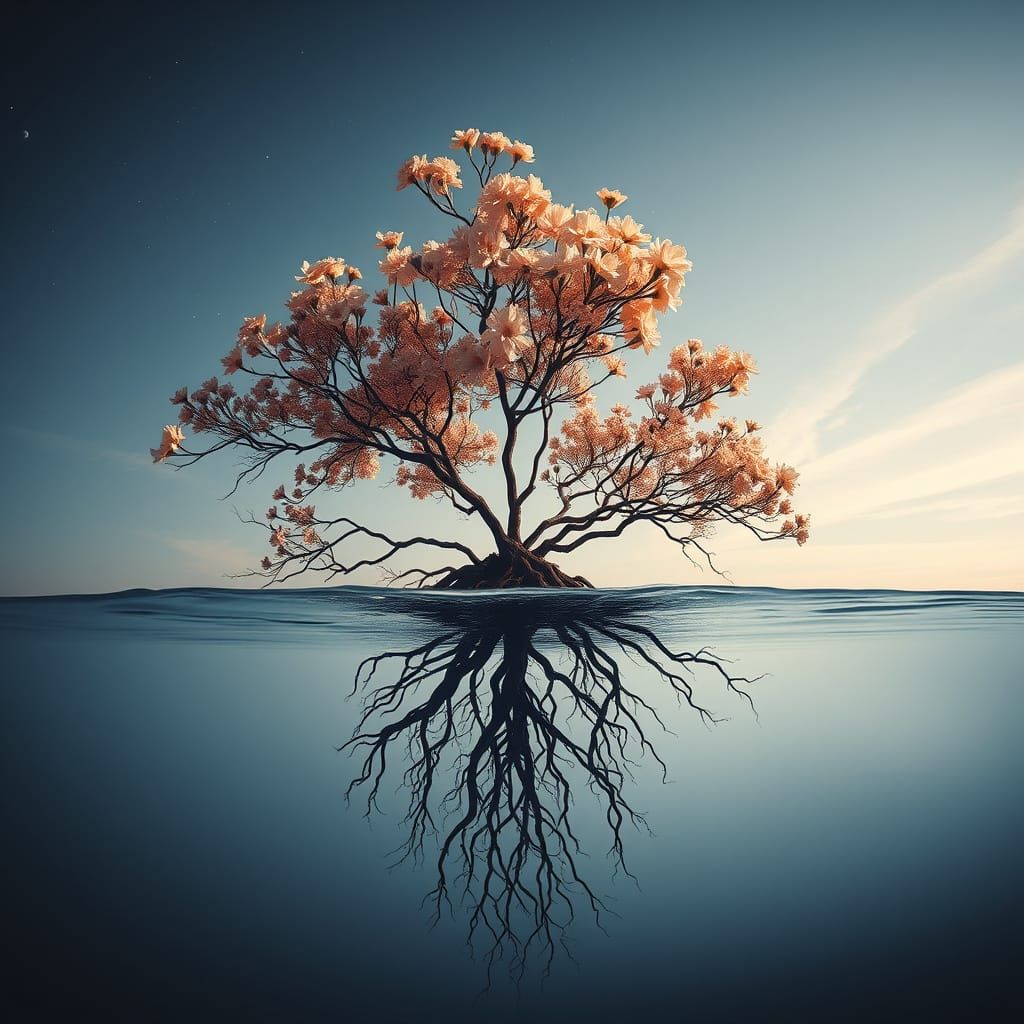 Blooming Root Reflection: An Existential Dream