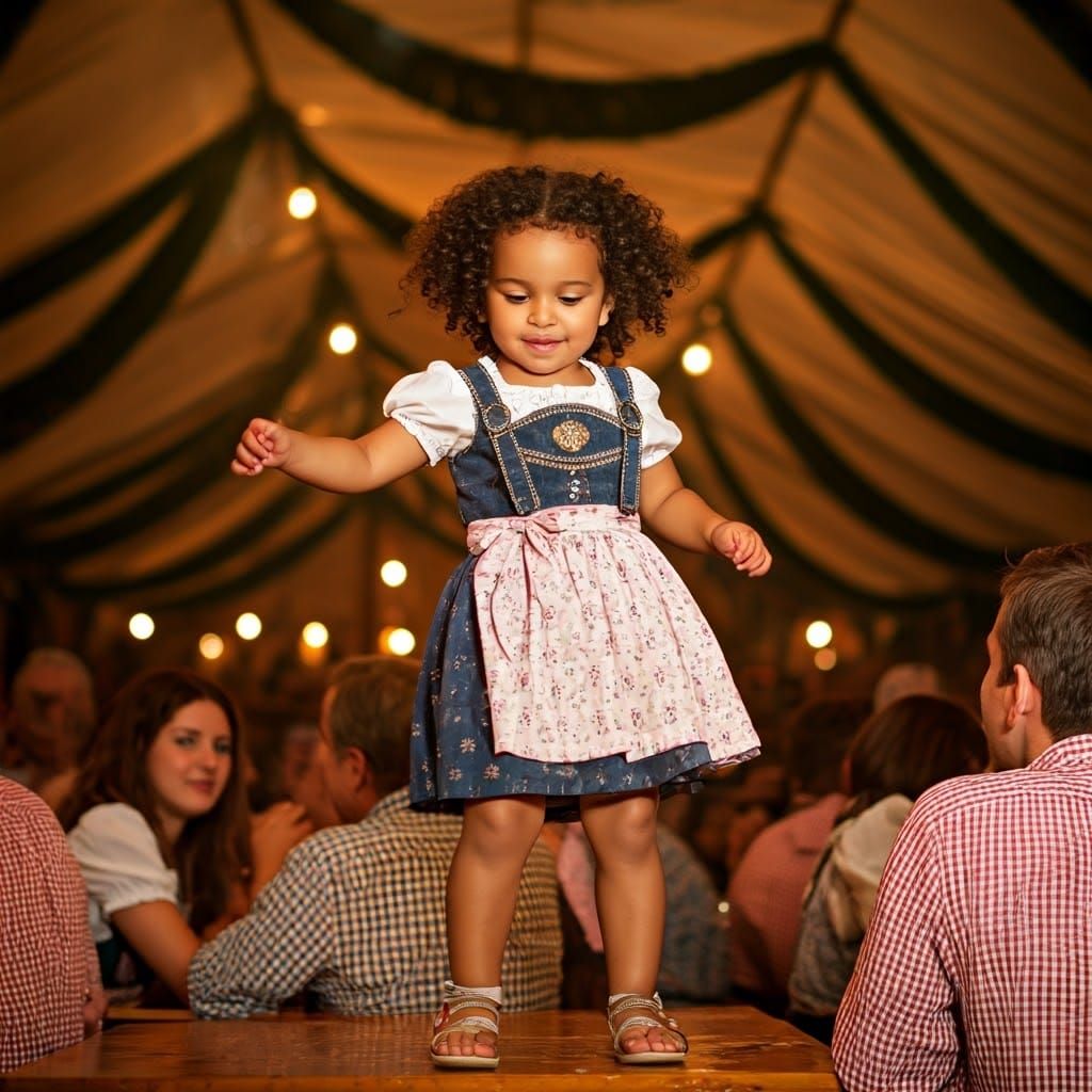 Happy Toddler Dancing at Oktoberfest Celebration