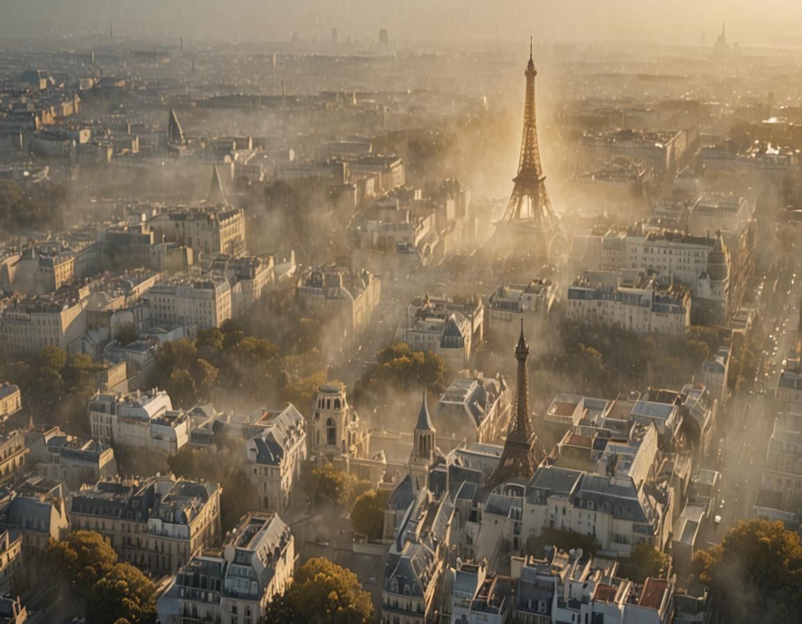 Eiffel Tower and Sacré-Cœur in Hyperrealism