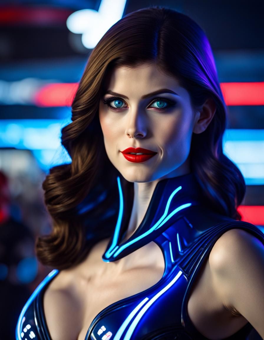 Alexandra Daddario in Sci-Fi Catsuit with Neon Lights
