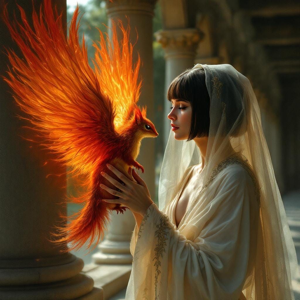 Dakini Meets Phoenix Squirrel: Renaissance Style