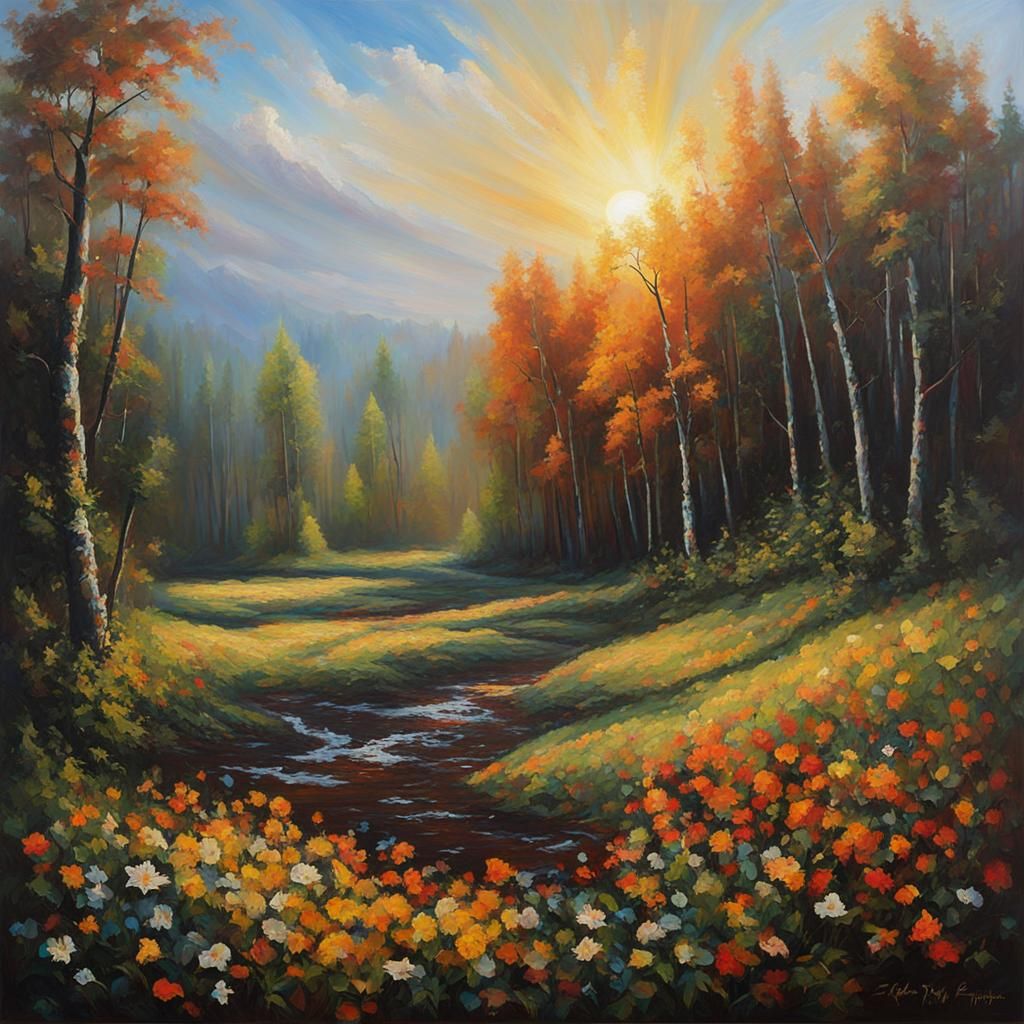 Rebuilding Hope at Sunrise: An Oil Painting