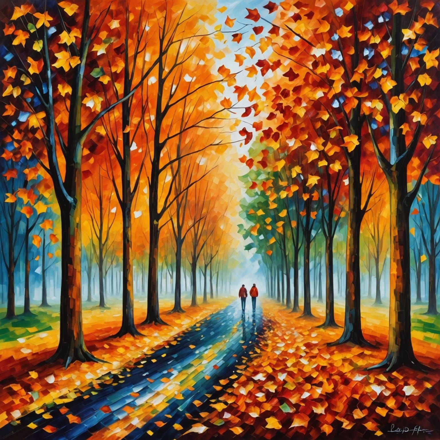 Autumn Impressionism: Colorful Leaves in Vivid Palette