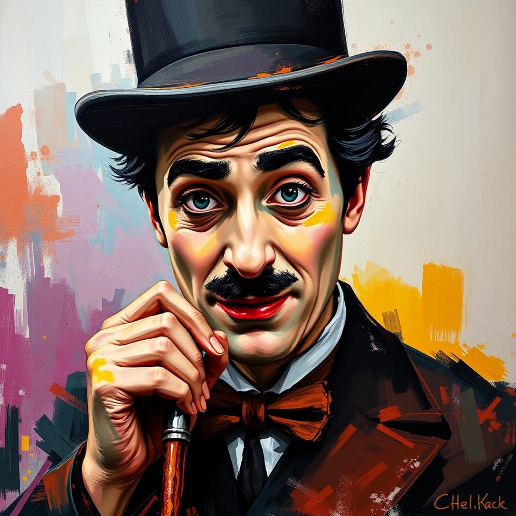 Chaplin Portrait in Georgia O'Keeffe Style