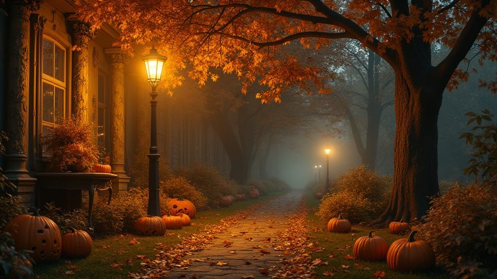 Victorian Sitting Room Blends Autumn Park Magic