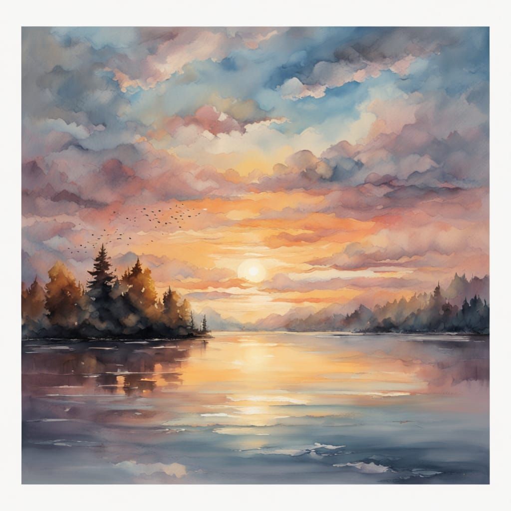 Serene Sunset Over Tranquil Waters