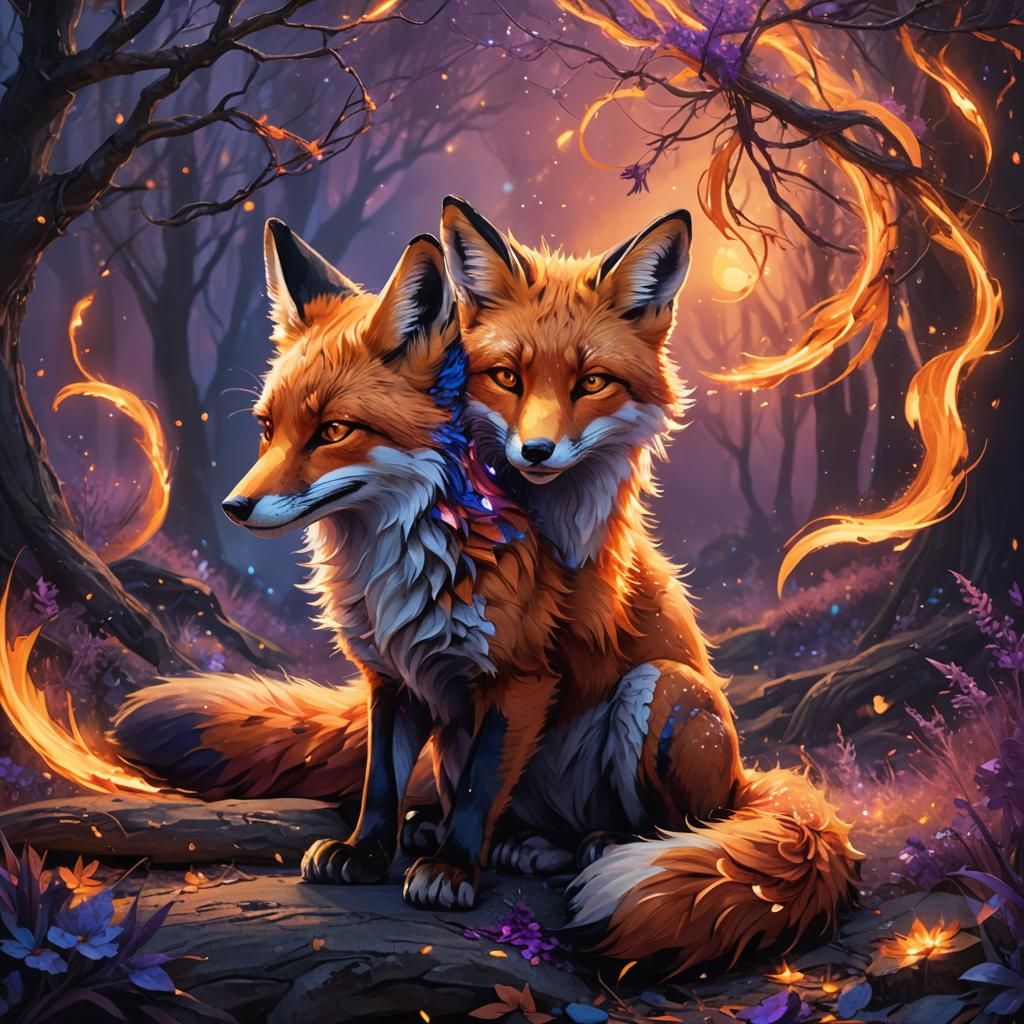 Glowing Fox Portrait in Fantasy Art Style