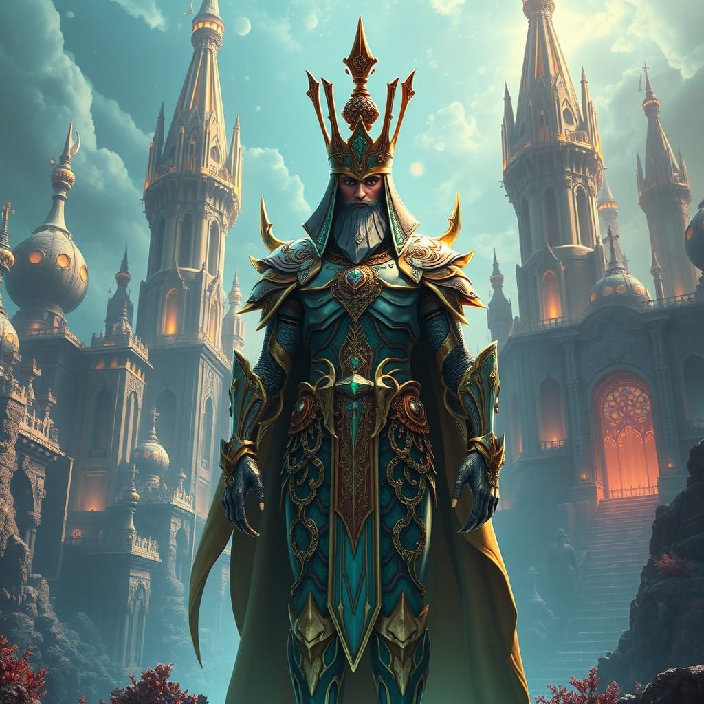 Atlantean King in Cyberpunk Aquatic Armor