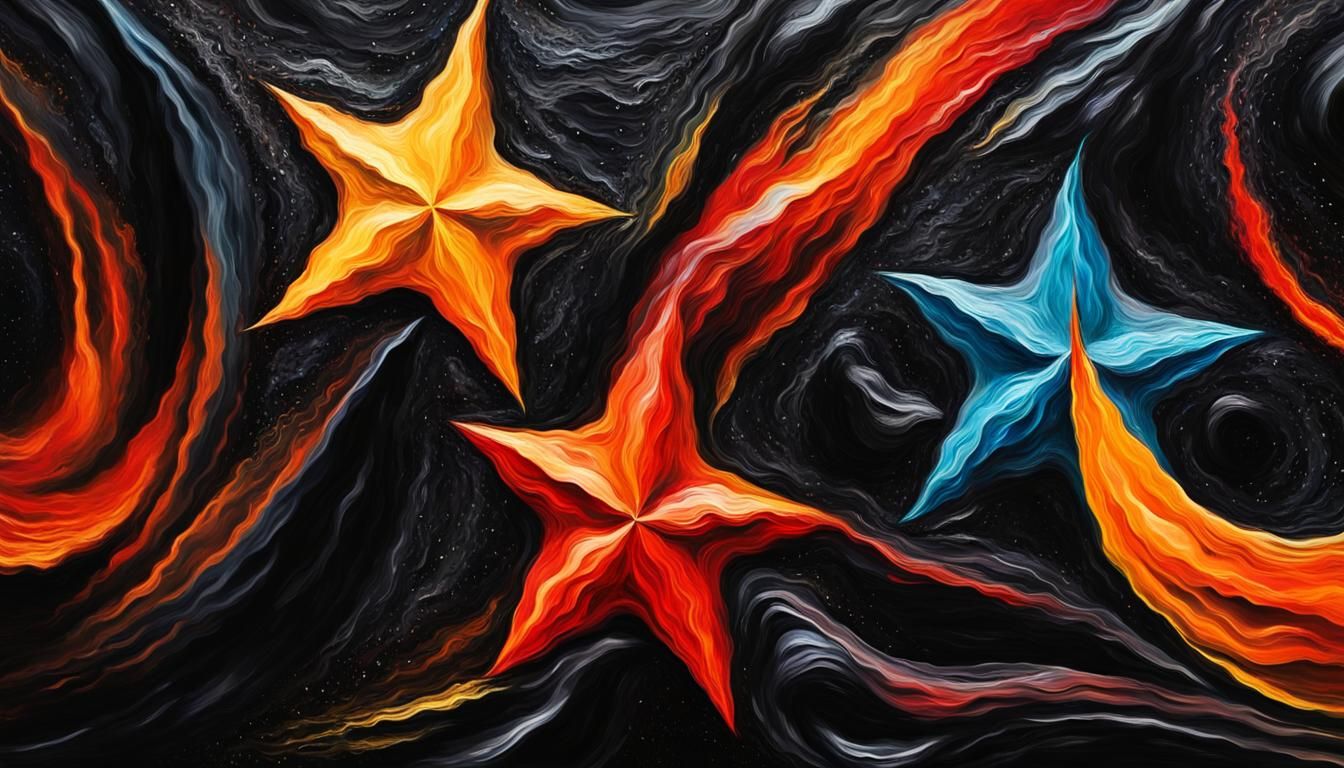 Celestial Stars in Impasto Oil Paint Style