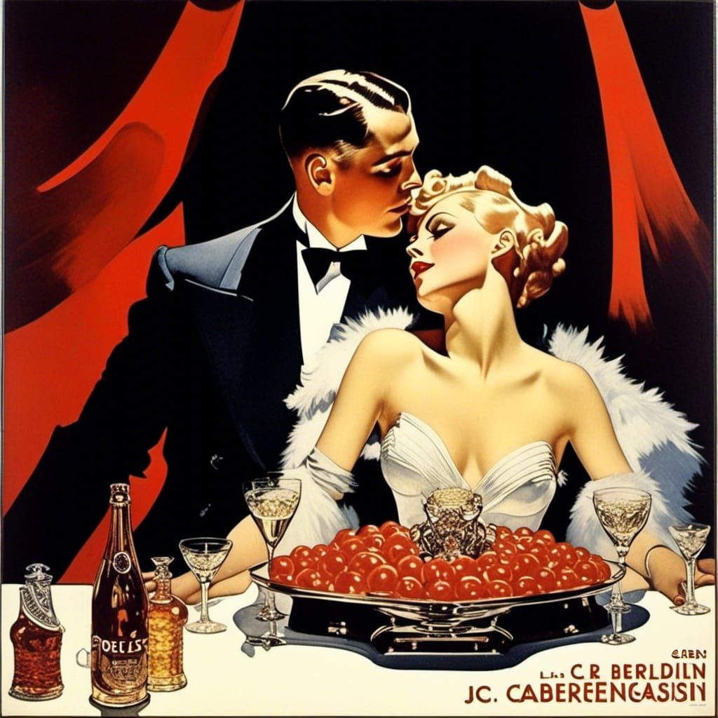 Dramatic Cabaret Scene in German Expressionism Style