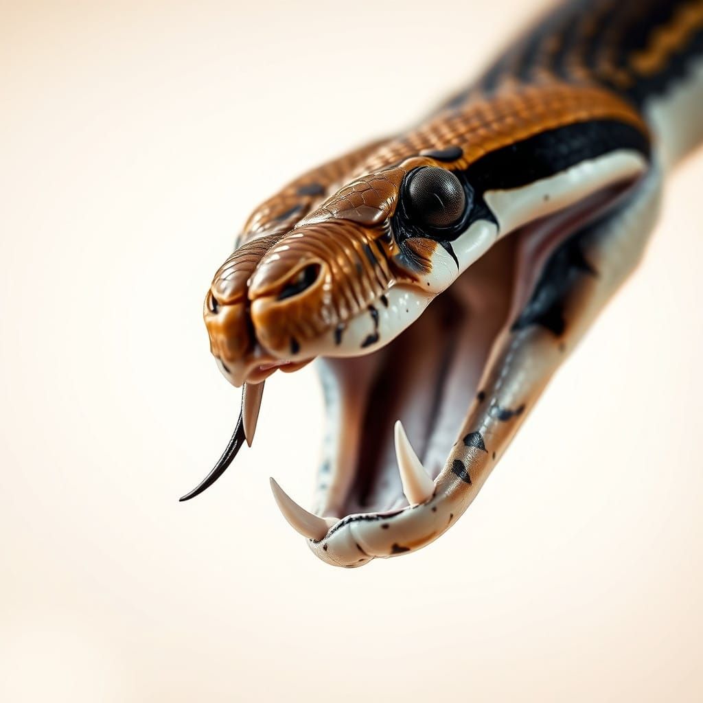 Menacing Snake Mouth in Close-Up Macro