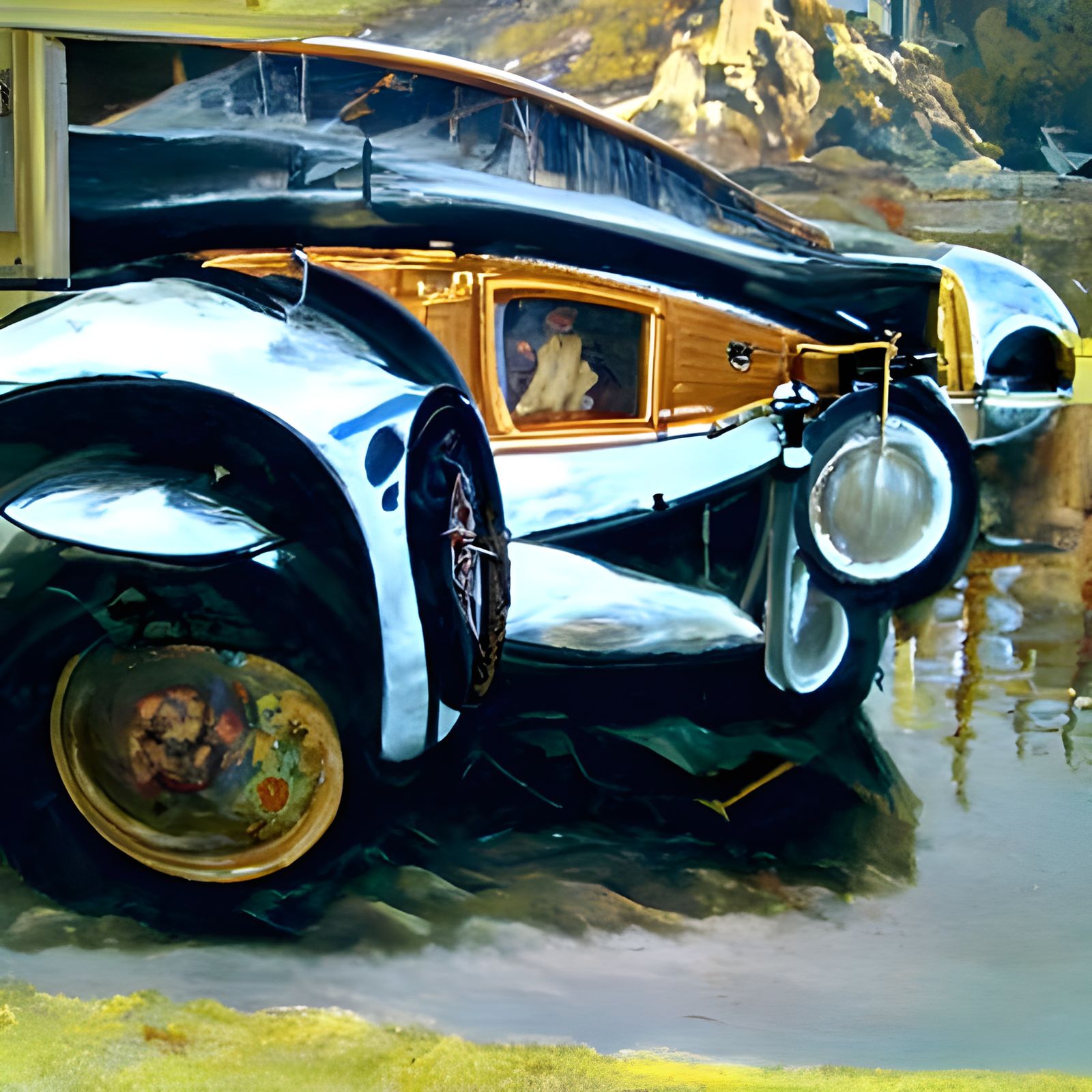 Bugatti in Oil Painting Style