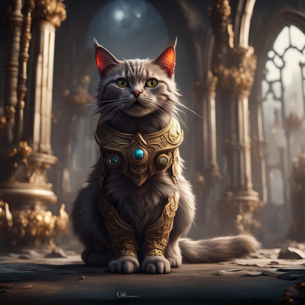 Detailed Cat Pose in Fantasy Art Style