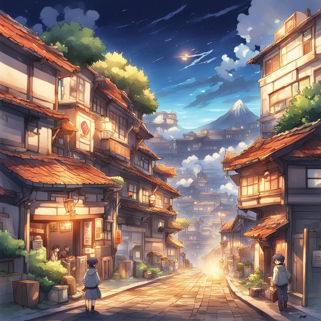 Burning City: Minecraft Meteor in Anime Style