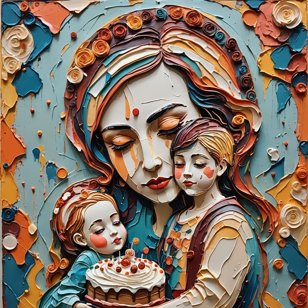 Mother and Children_ birthday cake