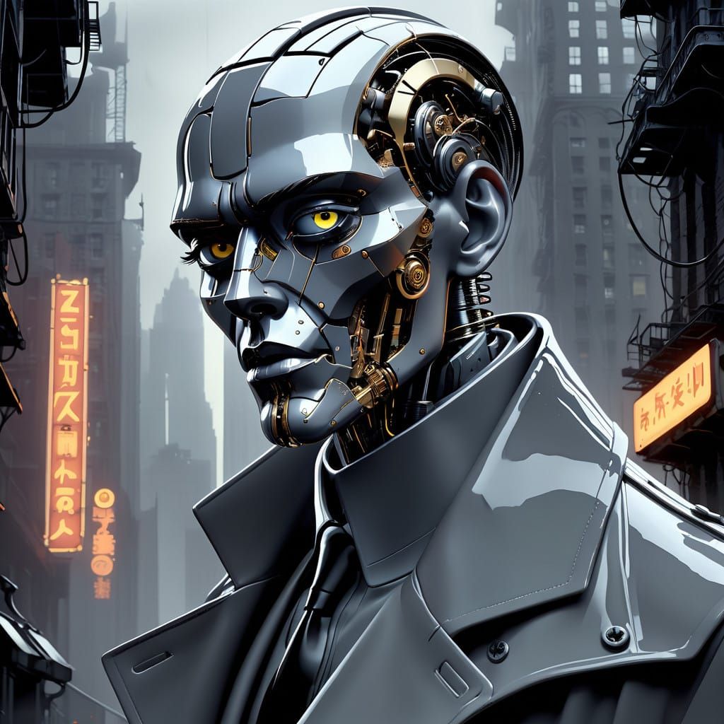 Cyberpunk Detective Emerges from Dystopian Ruins