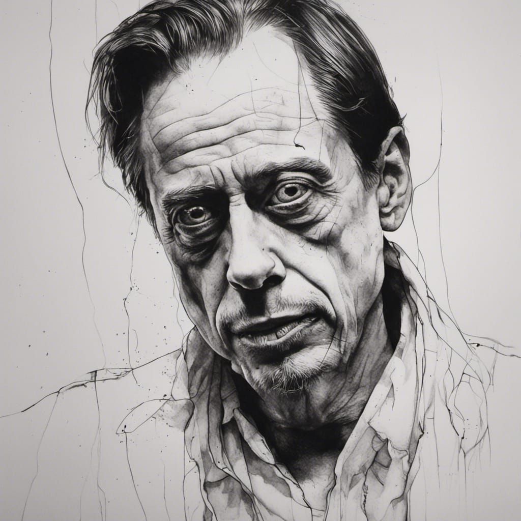 Detailed India Ink Portrait of Steve Buscemi