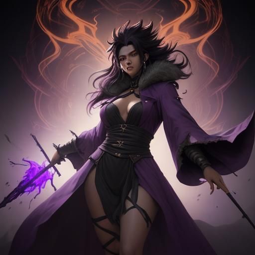 Dark Druid Bear with Magic Staff: Fantasy Art