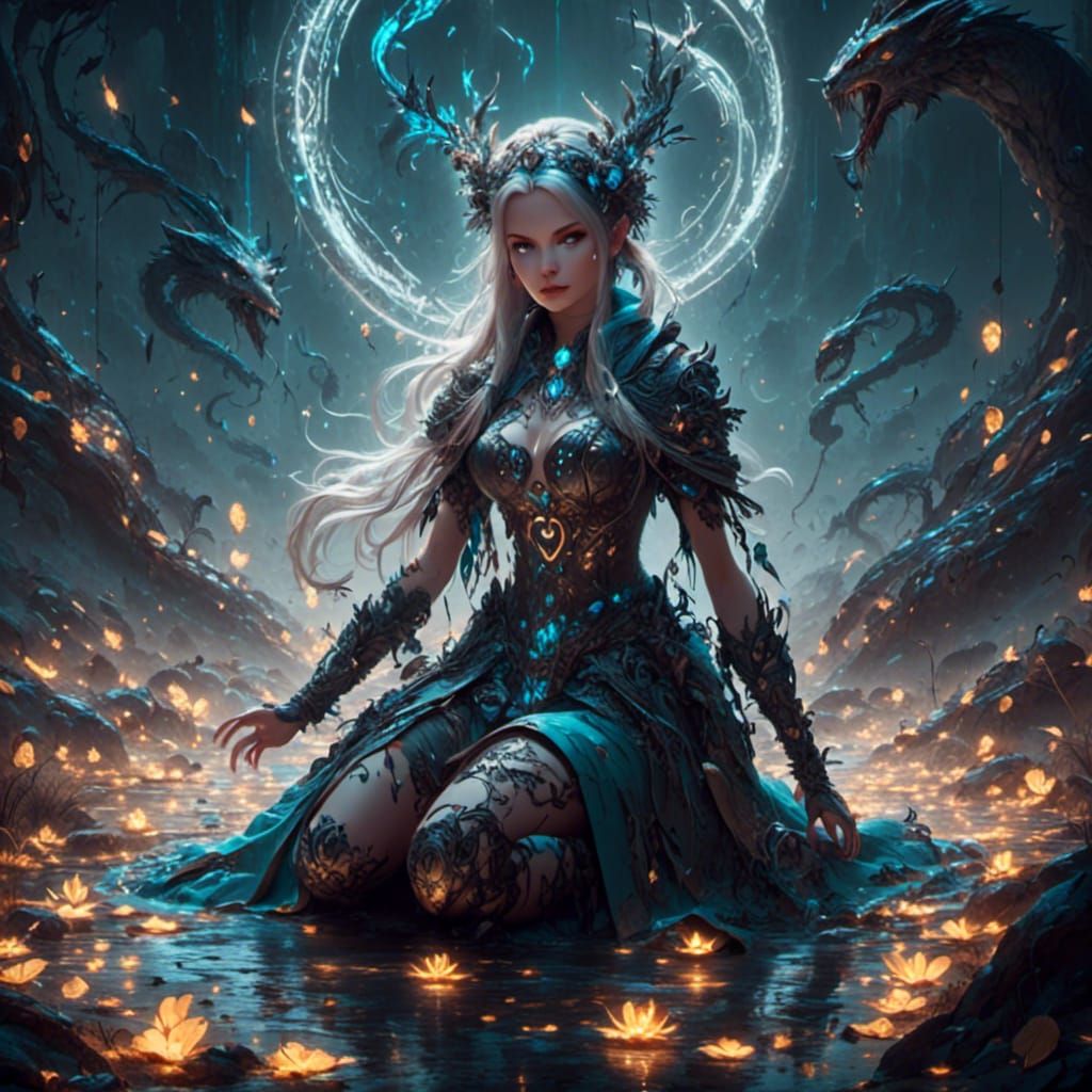 Runic Maiden in Detailed Anime Style