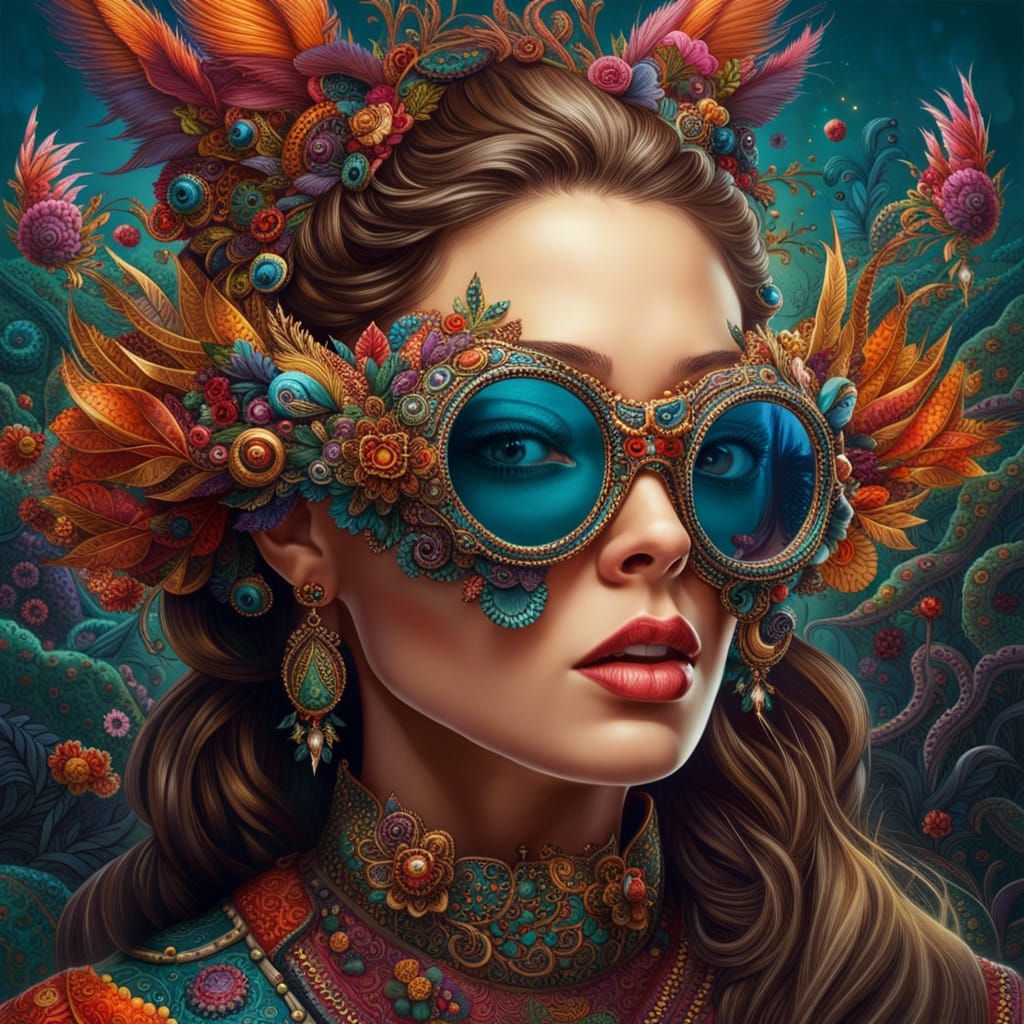 Whimsical Woman with Elaborate Dr. Suess-Style Glasses