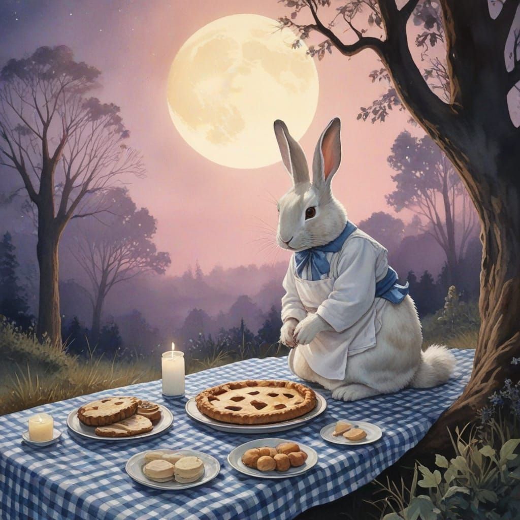 Rabbit Baker's Midnight Picnic with Woodland Friends