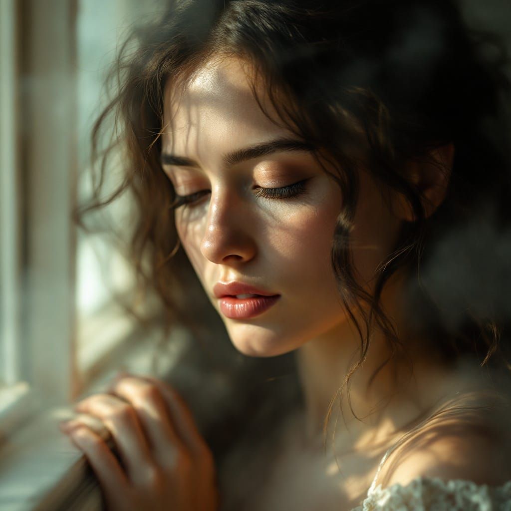 Contemplative Woman in Ethereal Glow
