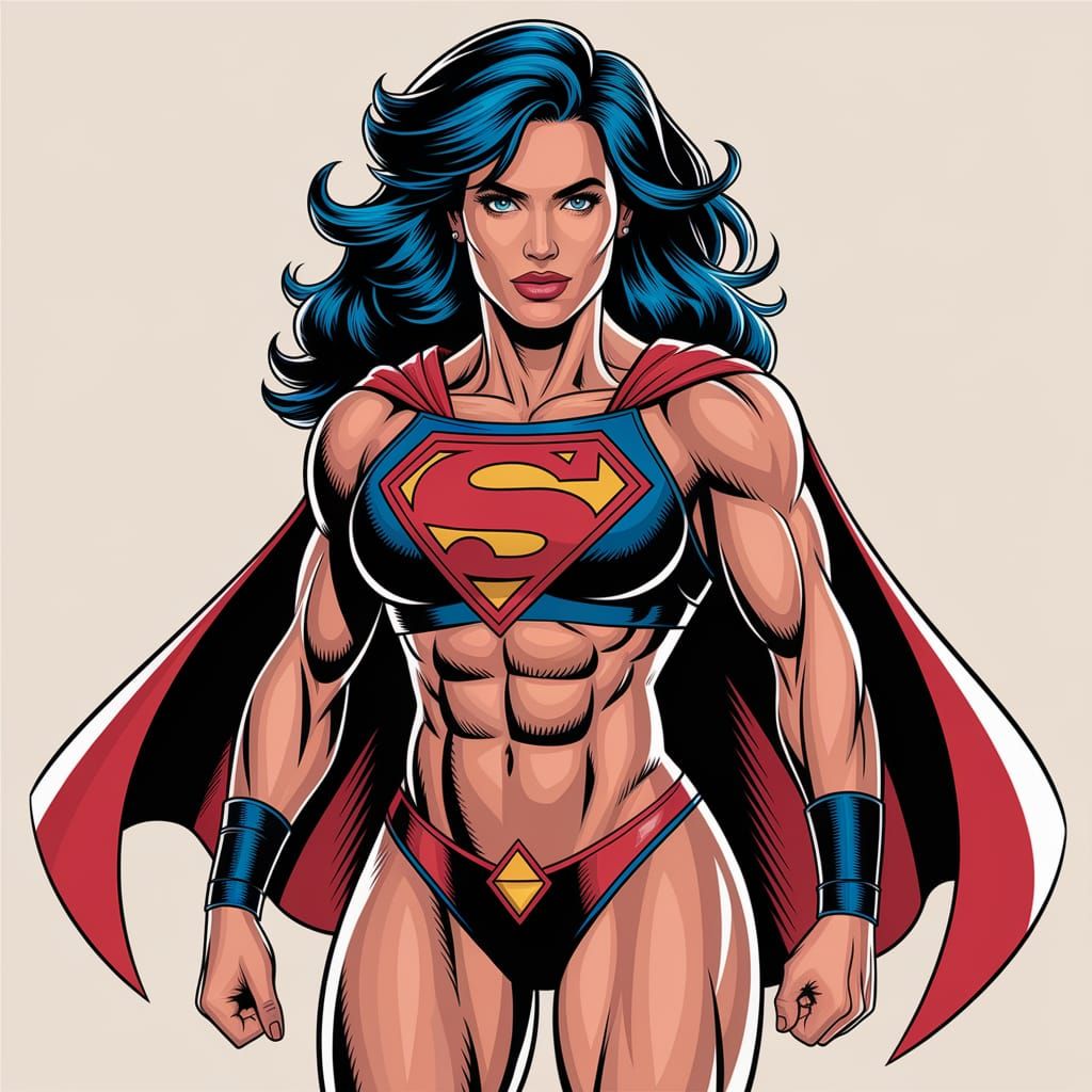 Curvaceous Muscular Superwoman AI Generated