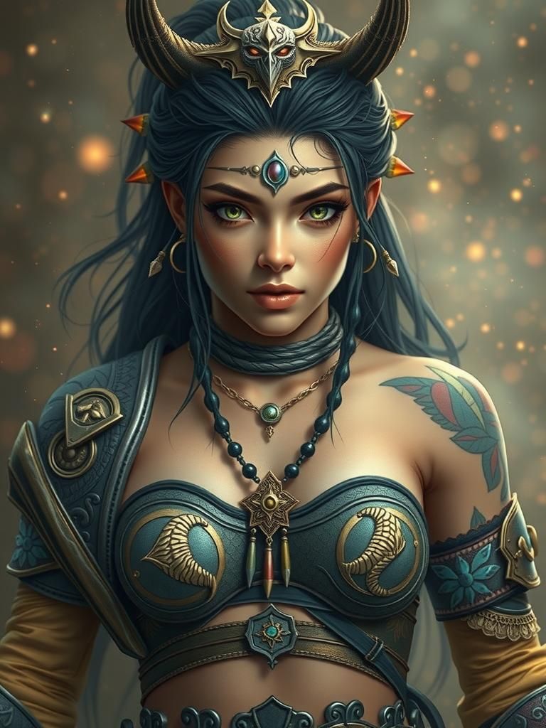 Fantasy Female Warrior Portrait in Macro Detail