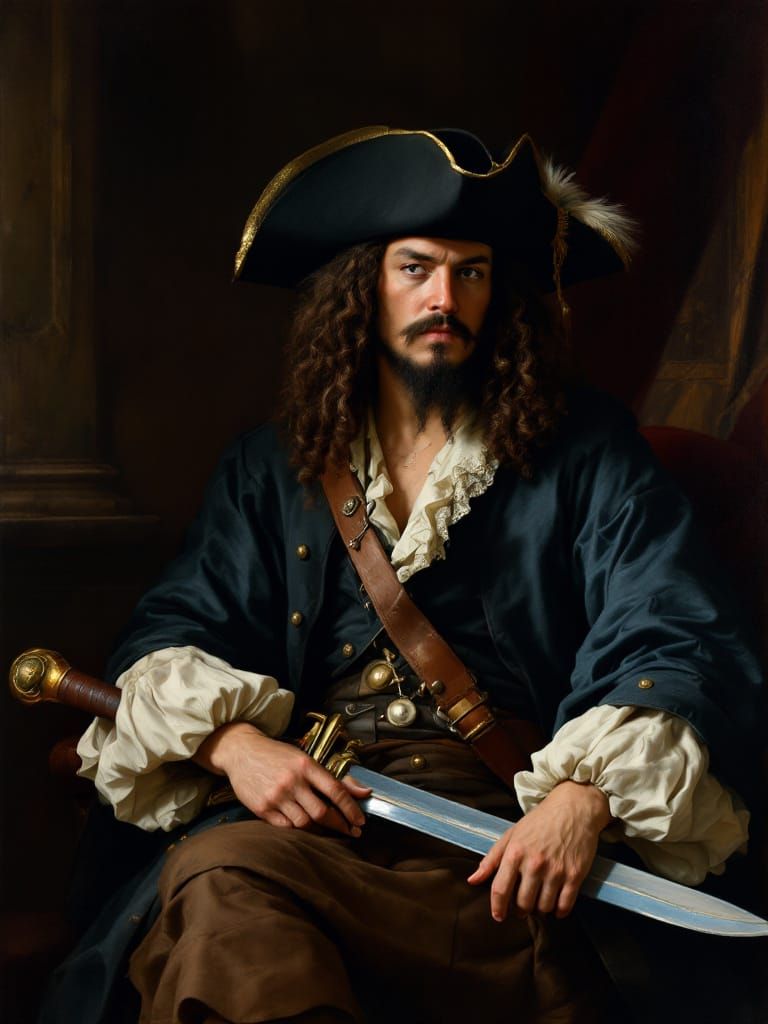 Blackbeard Portrait in Dutch Golden Age Style