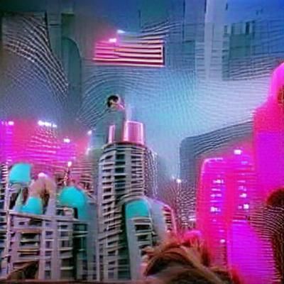 Dystopian 80s Music Video Still
