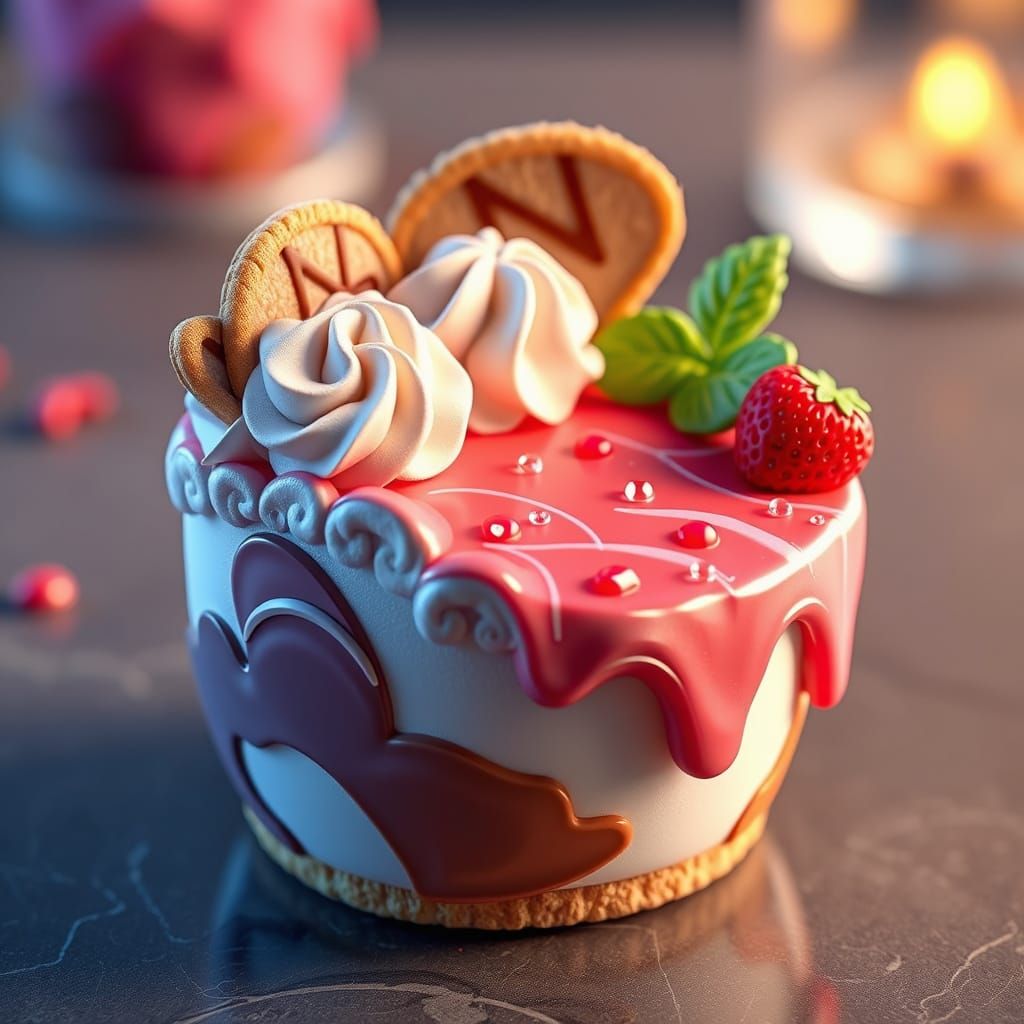 Anime-Inspired 3D Dessert Masterpiece in Vibrant Colors