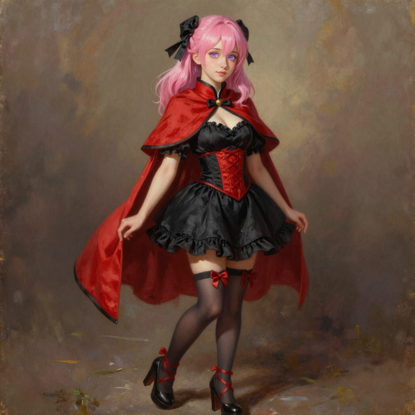 Woman in Silk Song Inspired Outfit Oil Painting