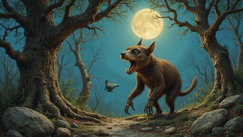 Surreal Whimsy: The Frumious Bandersnatch in a Dreamlike For...