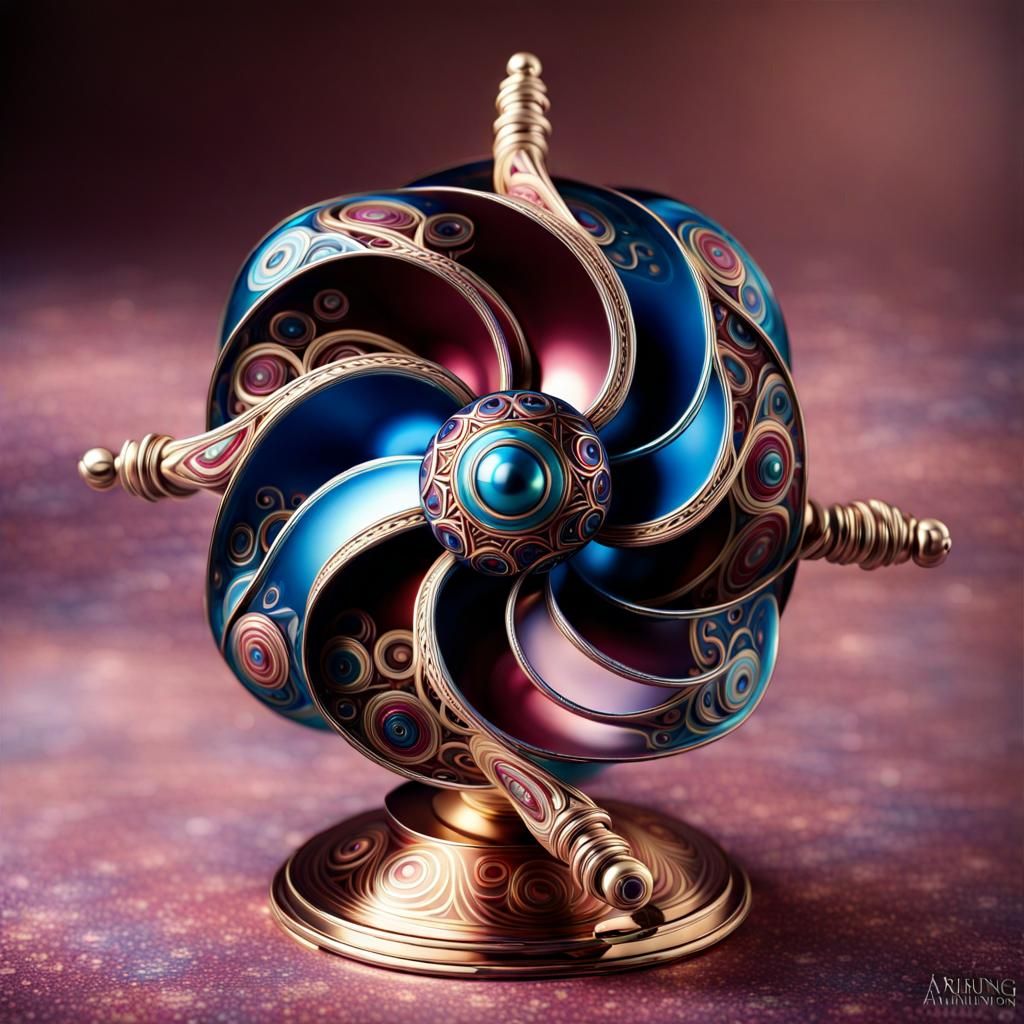 Intricate Metal Pinwheel with Filigree Details