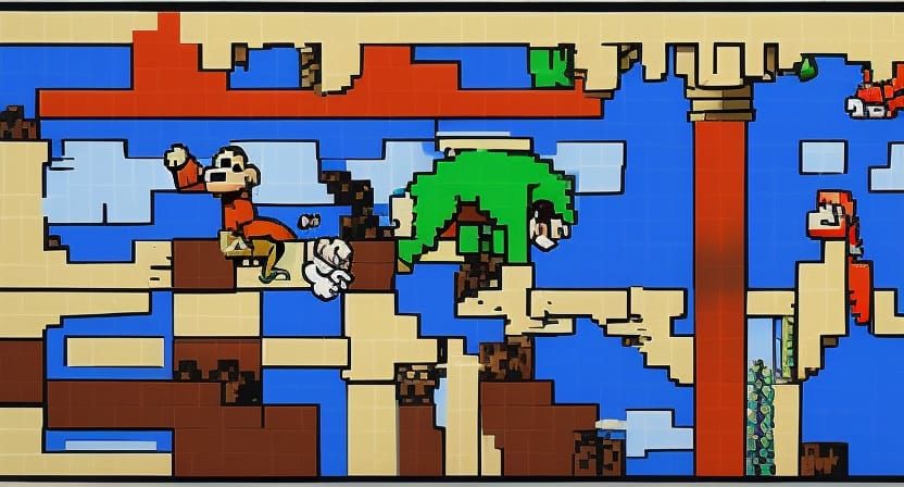 8-Bit Pixel Art Donkey Kong Nintendo Game