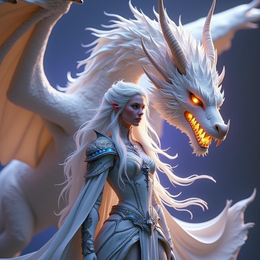 Mage and Dragon Portrait in Gritty Fantasy Style