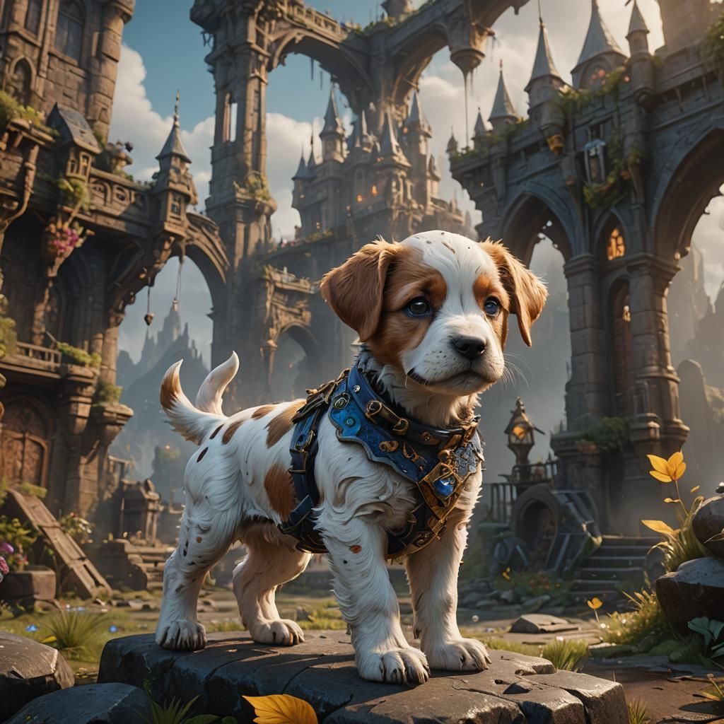 Fantastical Puppy Matte Painting in Deep Color