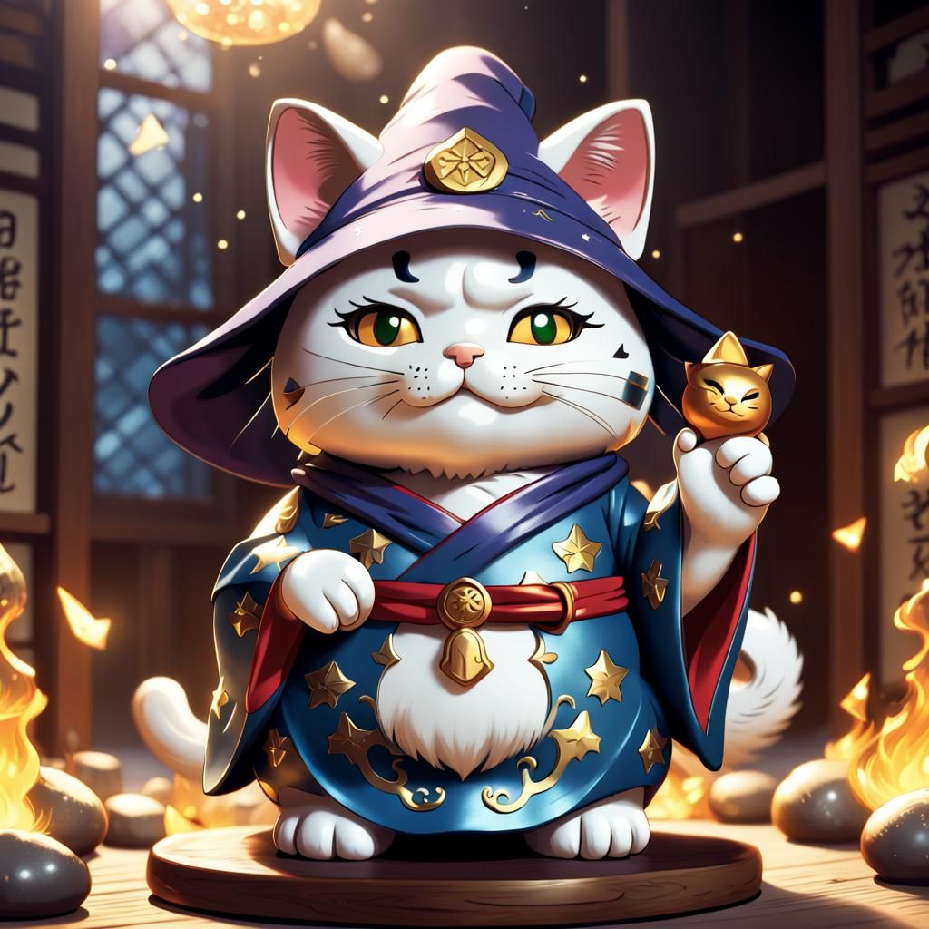 Wizard Maneki Neko in Anime Style
