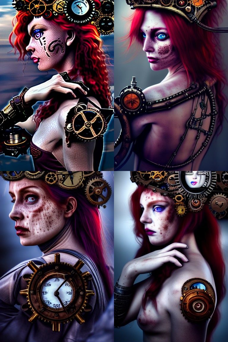 Post-Apocalyptic Steampunk Queen Portrait in 8k