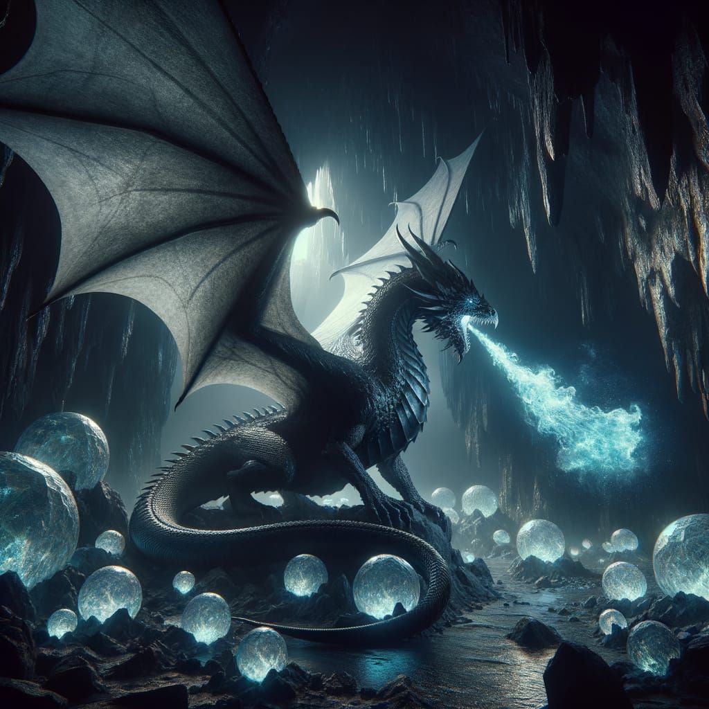 Mystical Dragon Reigns in Iridescent Cave