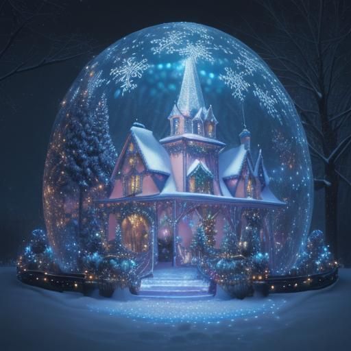 Magical Christmas Winter Wonderland in Mixed Media