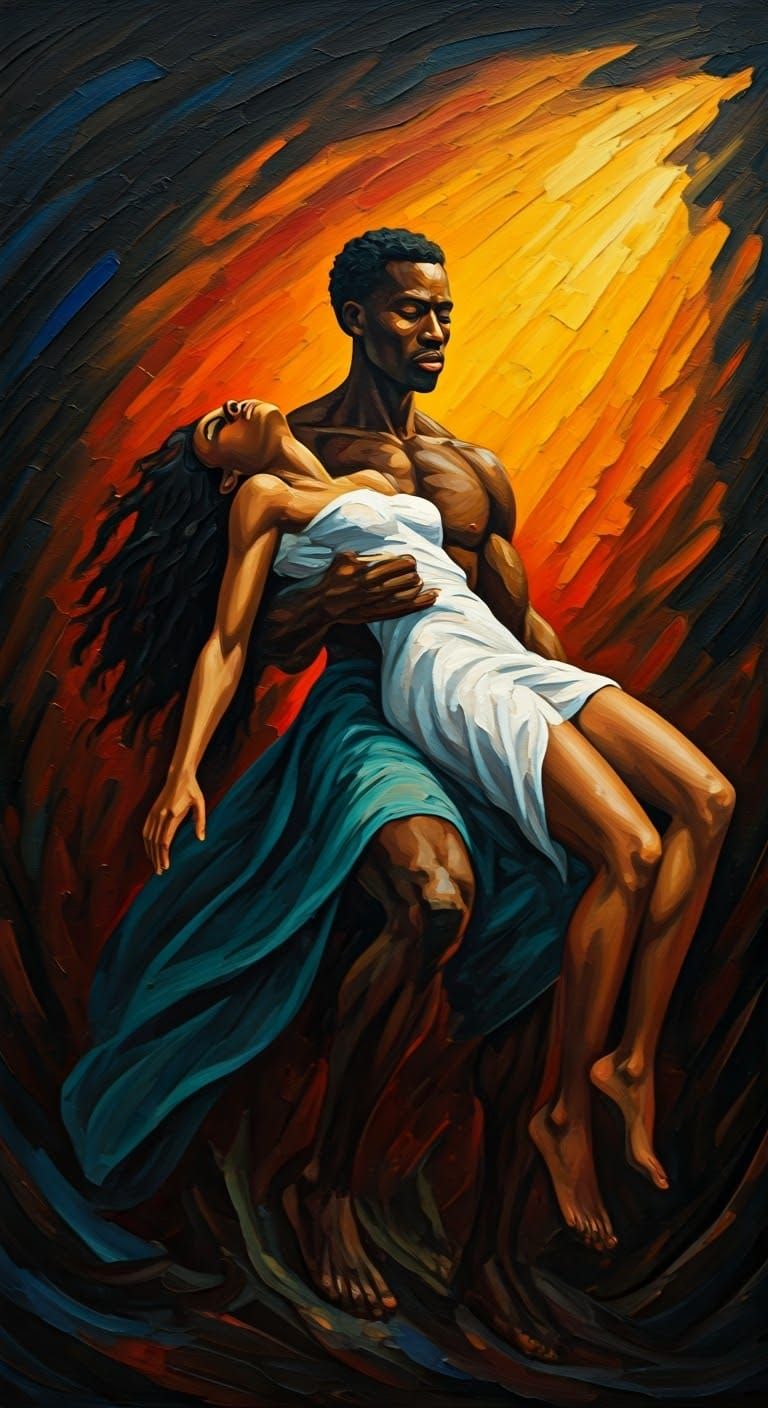 Heroic Rescue in Vibrant Fauvist Style