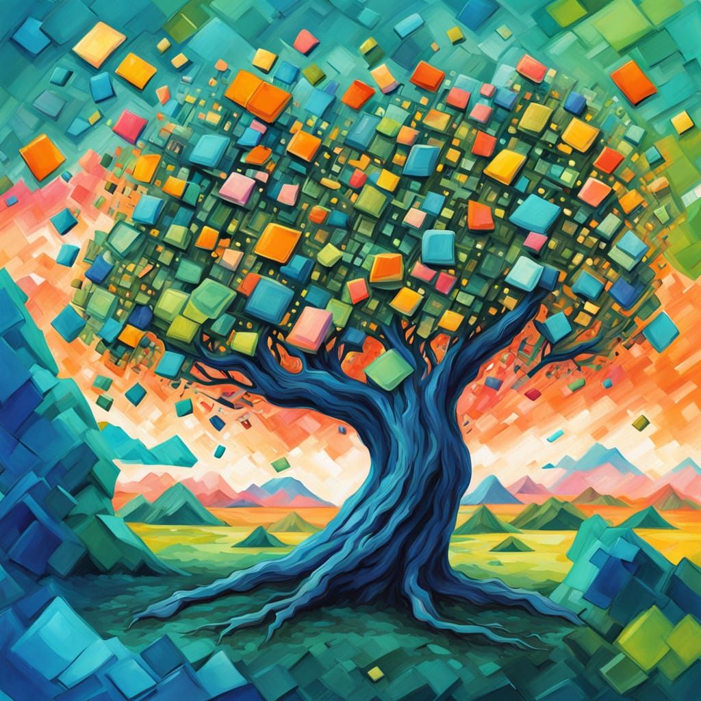 Abstract Bonsai Tree in Surreal Landscape